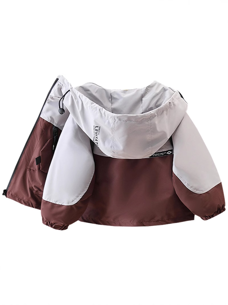 7602 cortavientos para niños chaqueta para niños 2025 nueva chaqueta con capucha de color en contraste chaqueta de primavera y otoño para bebés ropa para niños