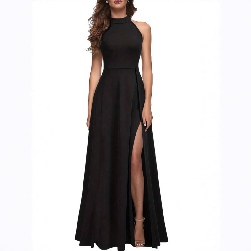 Women's Halter Sexy Evening Dress 2025 Summer Amazon Fashion Split Cocktail Party Long Dress Formal Gown Women's Halter Sexy Evening Dress 2025 Summer Amazon Fashion Split Cocktail Party Long Dress Formal Gown