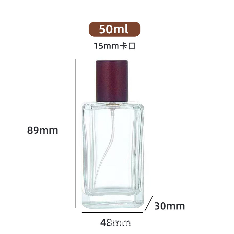 Fabricantes mayoristas de botellas de perfume de alta gama, botellas de spray cuadradas transparentes, tapas de vidrio, muestras portátiles de 30 - 100 ml