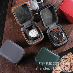 European and American zipper square single leather watch box fashion high-end watch storage box printable logo
