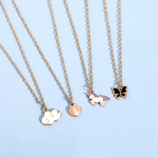 AliExpress Daily Jewelry Explosions Personalized Baby Necklace Unicorn Butterfly Shell BFF Good Friend Necklace Women