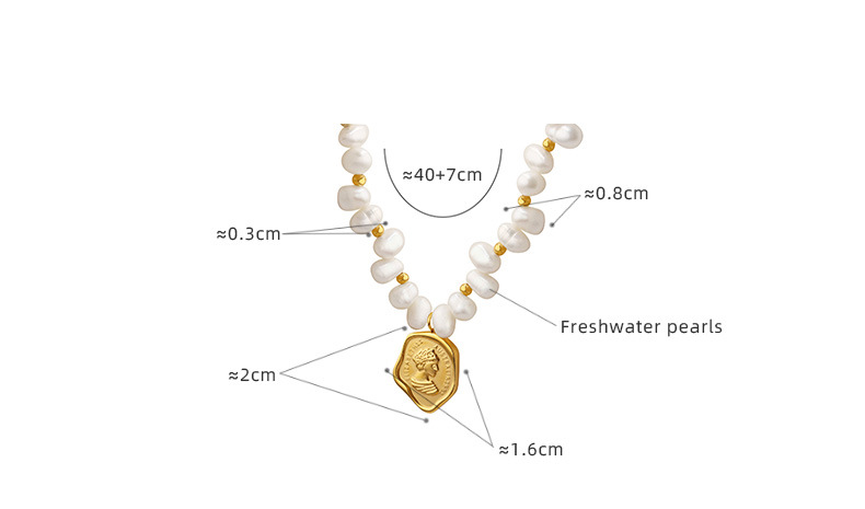Retro Irregular Portrait Pearl Titanium Steel Plating Pendant Necklace 1 Piece