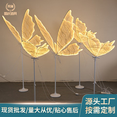 蝶路引箔押しガーゼledランプ鉄フレーム付き塗装大型背景置物結婚祝い場配置道具