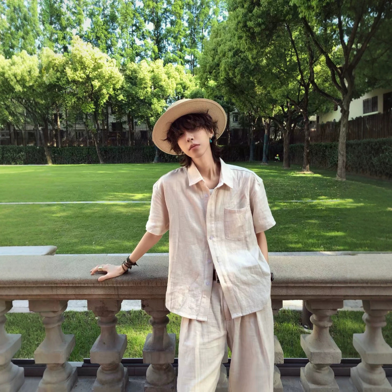 High-End Luxury 80% Linen Short-Sleeve Shirt for Men, Versatile for Commuting, Old Money Style, Relaxed Feel, High-Quality Turn-Down Collar Shirt High-End Luxury 80% Linen Short-Sleeve Shirt for Men, Versatile for Commuting, Old Money Style, Relaxed Feel, High-Quality Turn-Down Collar Shirt