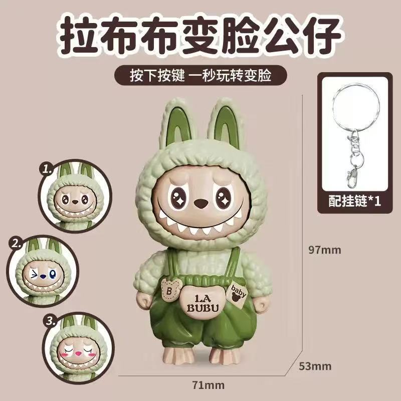 人気のラブブ顔が変わるキーホルダー人形、回転人形ペンダント、減圧おもちゃ、子供用手作り装飾品|undefined