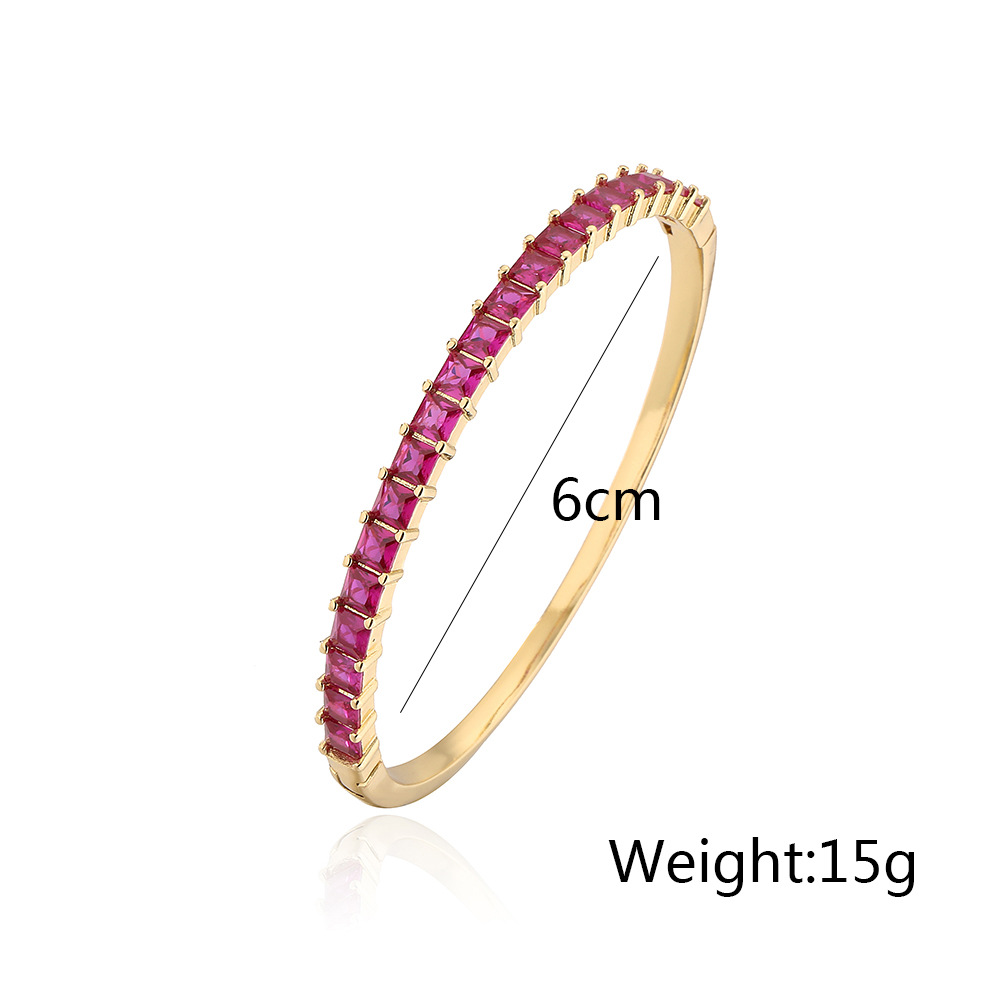 Fashion Geometric Copper Inlay Zircon Bangle 1 Piece