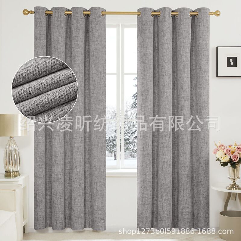 Amazon foreign trade rainbow linen, rainbow linen coated blackout curtains, ready-made products from Keqiao curtain manufacturer