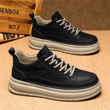 2025冬季男士轻便板鞋时尚英伦风复古男运动休闲鞋厚底增高潮鞋