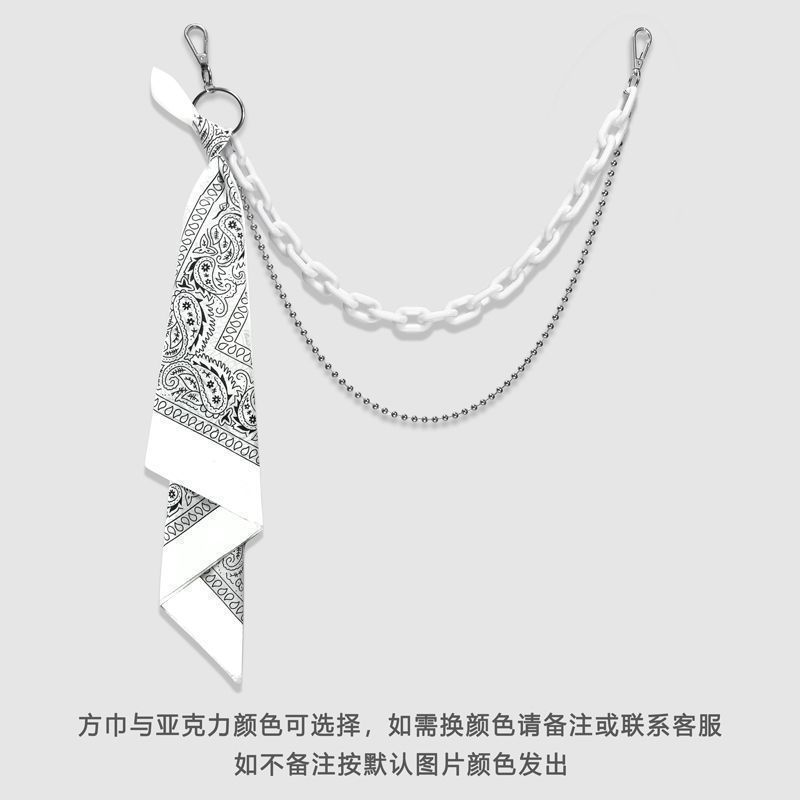 ヒップホップパンツチェーンアクセサリーインハイストリートアクセサリー蛍光樹脂パンツチェーンスクエアスカーフメンズメタルウエストチェーン女性ウエスト卸売|undefined