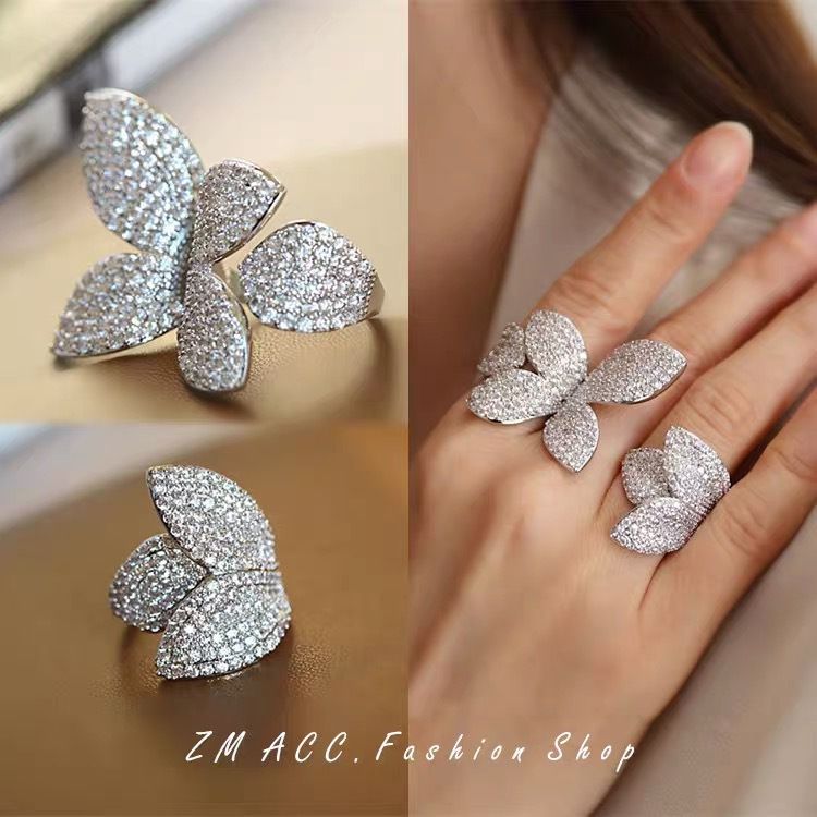 Open Ring Classification Retro Leaf Copper Inlay Artificial Gemstones Open Ring 1 Piece