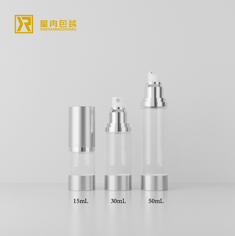 15ml 30ml 50ml真空ローションボトルasプラスチック透明精華ボトル亜銀メッキ真空スプレーボトル|undefined