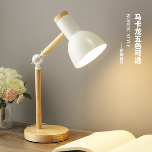National Aa Grade Eye Protection Table Lamp Bedroom Desk College Dormitory Simple Bedroom Bedside Lamp Macaron Wood Table Lamp
