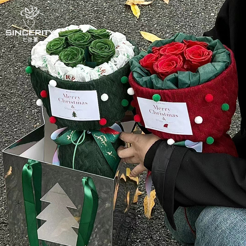 Navidad de siete colores cordier tela de punto flores flores flores de manzanas materiales de embalaje de flores de manzana papel de embalaje