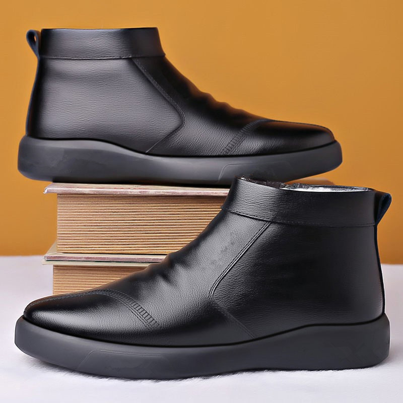 Otoño e Invierno nuevos zapatos acolchados de algodón forrados de lana de los hombres de cuero impermeable grueso zapatos casuales de los hombres altos zapatos viejos botas de nieve