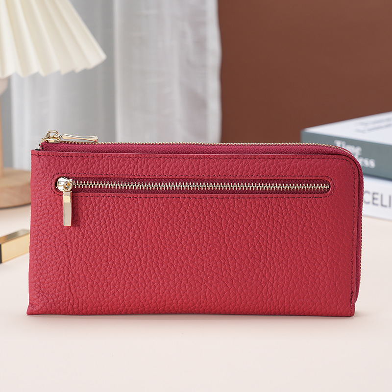 アマゾンの本革の女性の財布の長いタイプのRFIDの盗難防止のブラシの牛革の硬貨の0財布の多いカードの位置の手は財布の女性を持ちます。