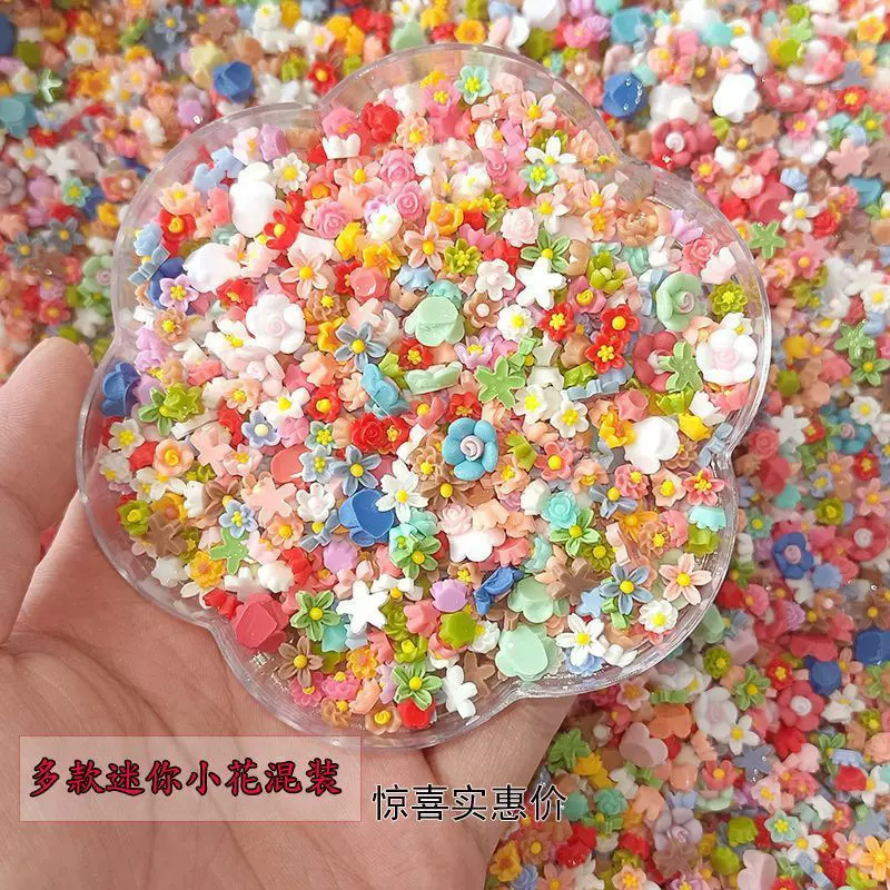 网红美甲饰品百搭迷你山茶花可爱混款混色树脂diy穿戴甲配件批发