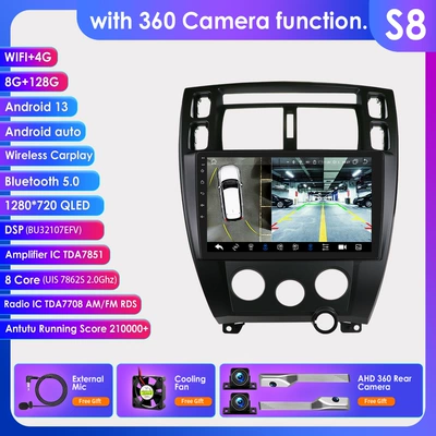 Image car Android intelligent DVD Navigation - black-with-360-camera-8128g-wifi4g-lte-version-7862-carplay-eight-cores-10-inch-for-04-09-hyundai-tucson
