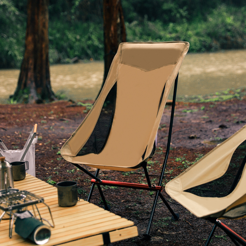 Outdoor Ultra-Light Aluminum Alloy Foldableing Chair Portable Backrest Beach Leisure Moon Chair Fishing Barbecue Large Chair