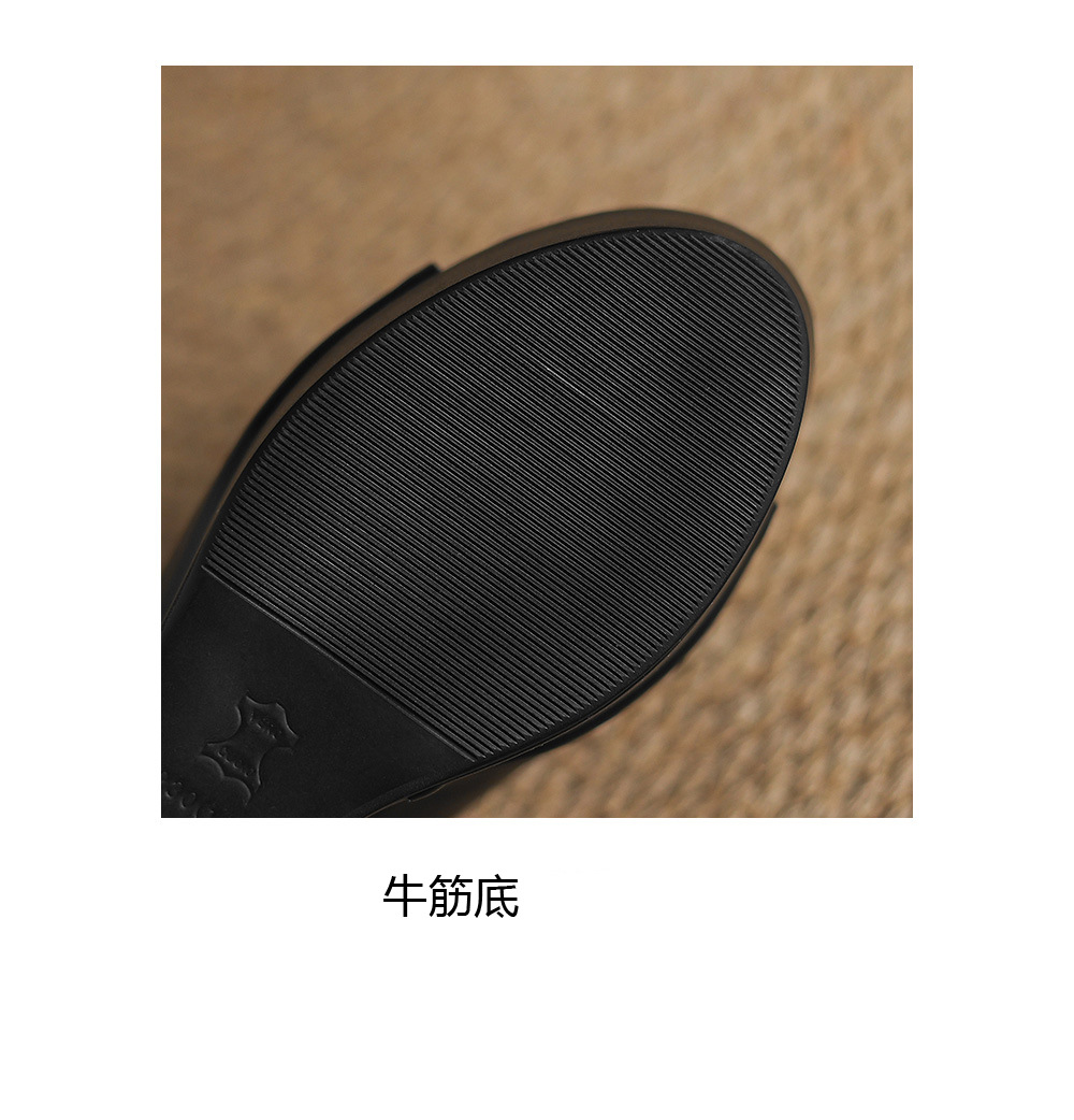 Sandal cao gót đế xuồng nữ hở mũi quai ngang gót 10 cm — Đen [da cừu] chi tiết 21