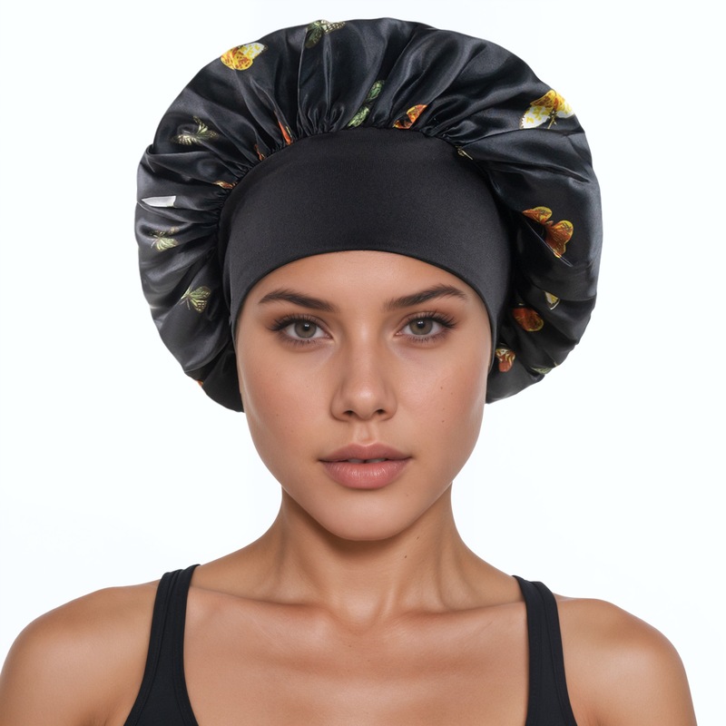 Amazon レディースつば広高弾性帽子サテンナイトキャップ理髪シャワーキャップ高級素材サテンヘアケアキャップ|undefined