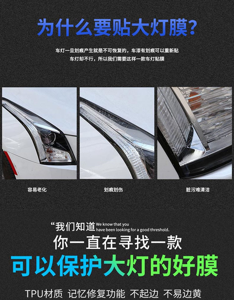 Car Tpu Blackened Lamp Film Headlight Transparent Automatic Repair Protective Film Anti-Scratch Tph Taillight Color Changing Film