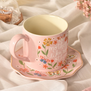 High Beauty Value Ceramic Cup Ins Pink Girl Heart Water Cup Accompanying Gift Office Home Breakfast Cup Mug