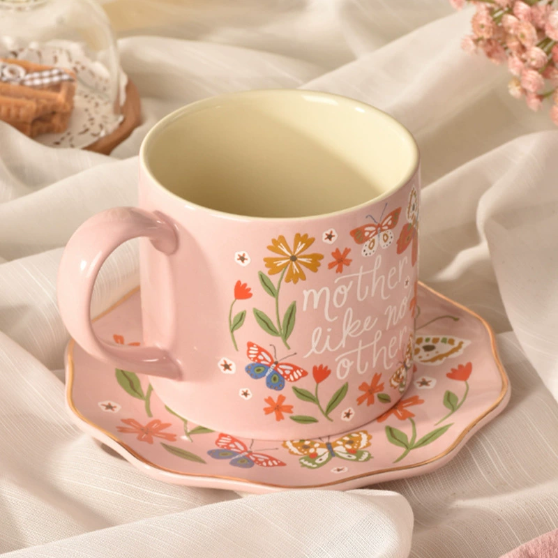 Ценный керамический cup в розовом цвете с сердцем девушки водяной чашкой набор подарок офис дом завтрак чашка Марк чашка