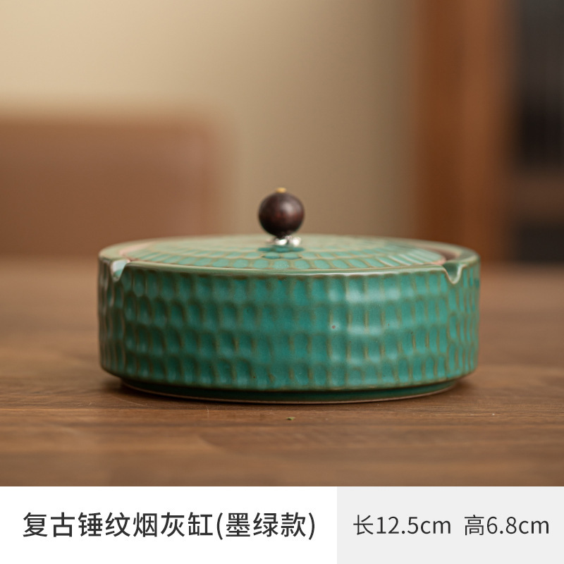 陶瓷烟缸带盖创意轻奢防飞灰家用客厅办公室复古大号烟缸LOGO批发|undefined