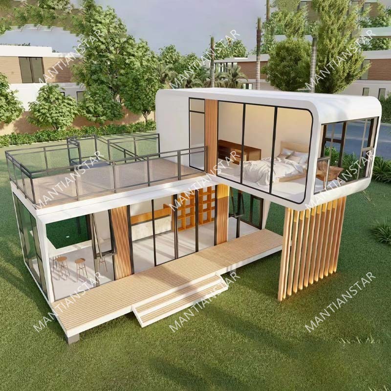 Casas móviles modulares de dos pisos cápsula espacial casa de vacaciones apartamento turístico punto escénico cápsula de manzana desmontaje alojamiento residencial