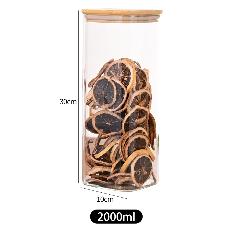 Tanque sellado de vidrio con alto contenido de borosilicato, tanque de almacenamiento de grado alimenticio, tanque sellado de granos de café de cáscara de mandarina de cocina de almacenamiento de cocina