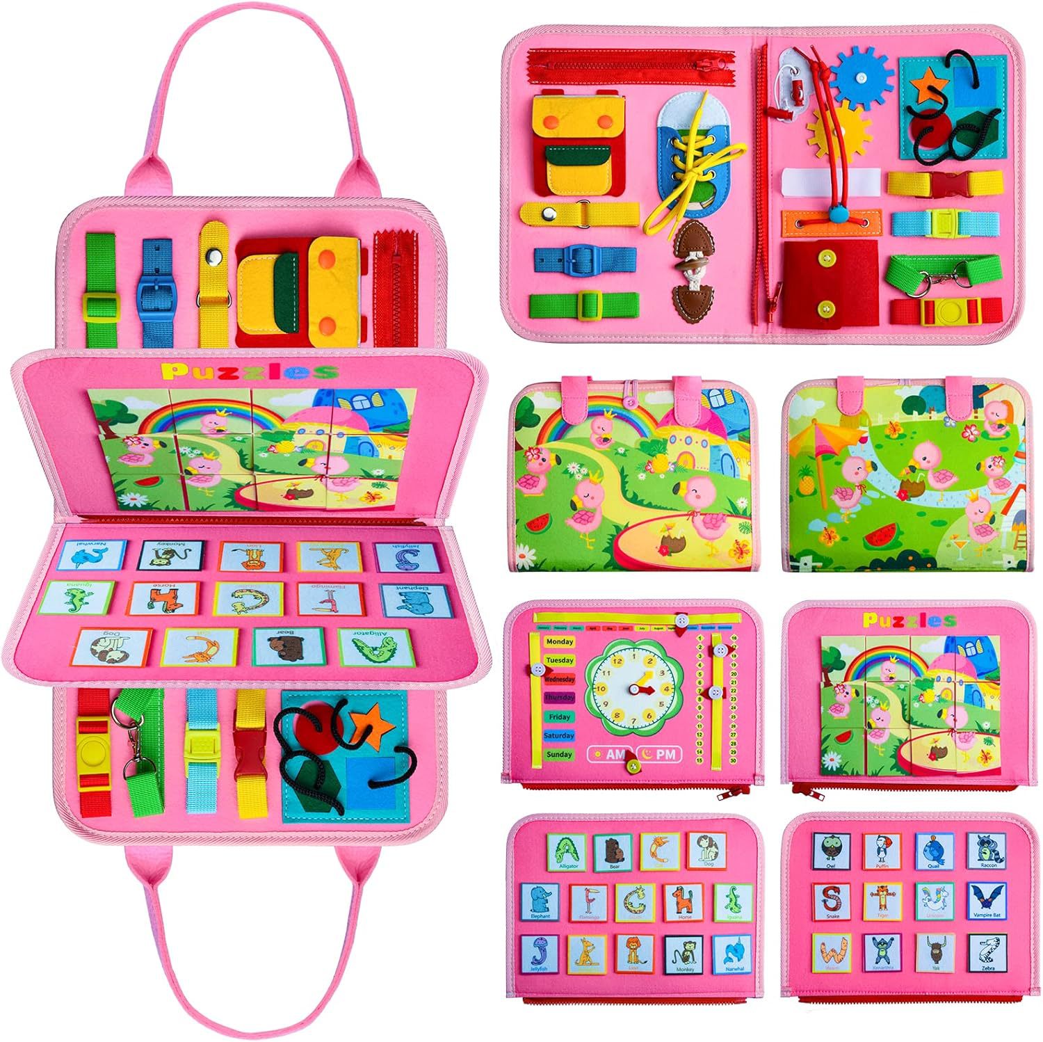 Custom felt learning board preschool children intelligence learning toys baby early education toys felt busy board