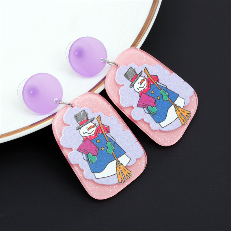 Women's Men's Fashion Snowman Acrylic Earrings Cartoon Pattern No Inlaid Drop Earrings display picture 1