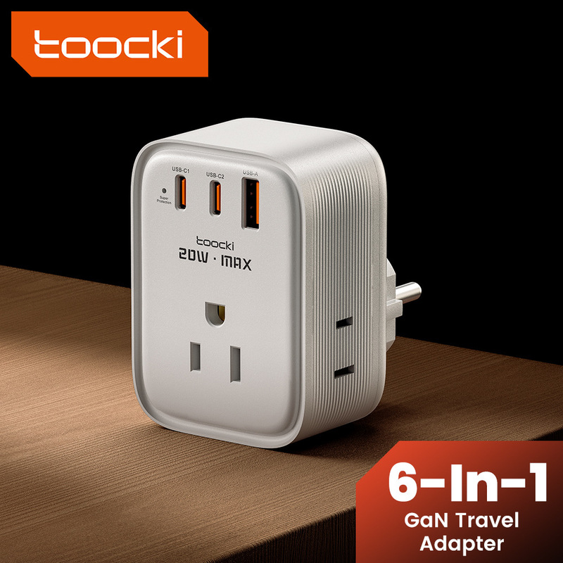 Toocki Six-In-One Plug-In Gallium Nitride Mobile Phone Charger Multi-Function 20W Fast Charging Converter Plug