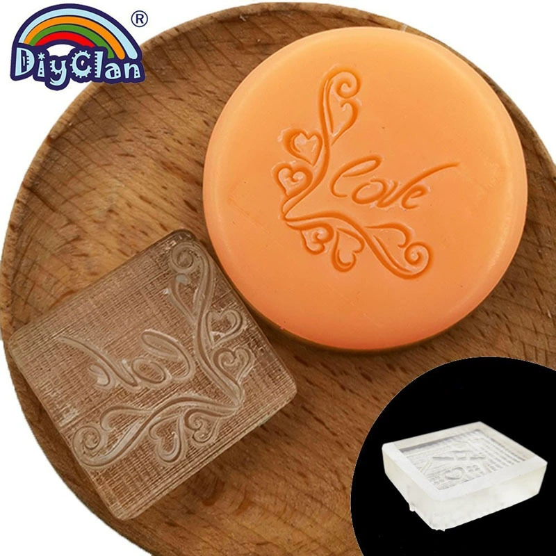 Acrylic handmade soap for St. Valentine's Day, seal, organic handle, oil