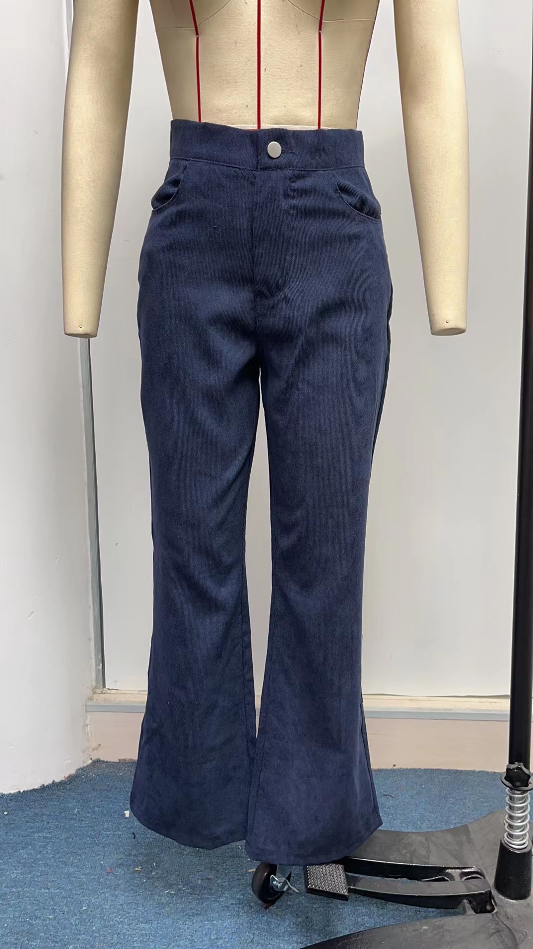Autumn Pure Color Corduroy Elegant Women Trousers Bootcut Trousers High Waist Casual Pants in Pants