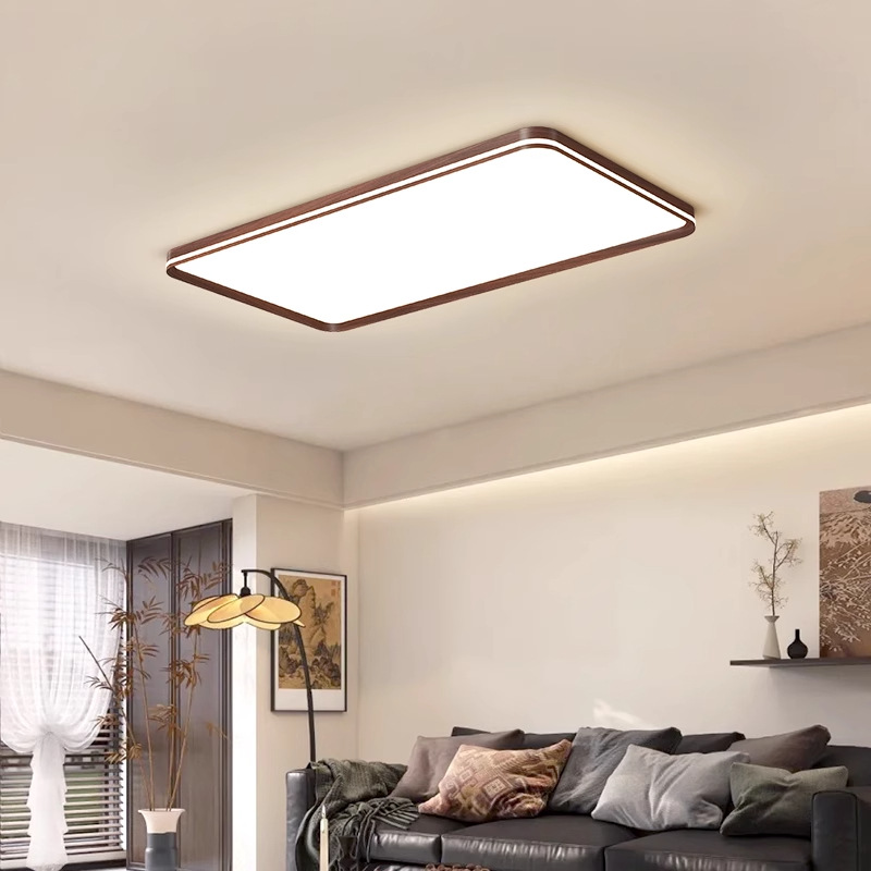 Paquete de toda la casa estilo antiguo ultra delgado sala de estar sala de estar simple lámpara de techo de patrón de nuez Guangdong Zhongshan