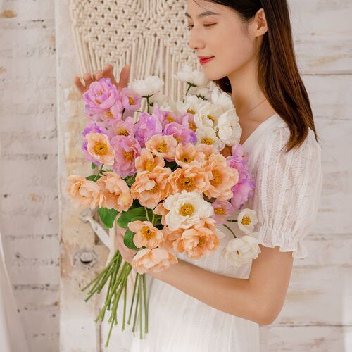 Factory Poppy Rosemary Artificial Flower Wedding Fake Flower Bouquet GFE-10A