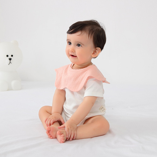 Male and female baby bibs eating saliva napkin cotton gauze bib absorbent summer newborn baby 360 degree rotatable