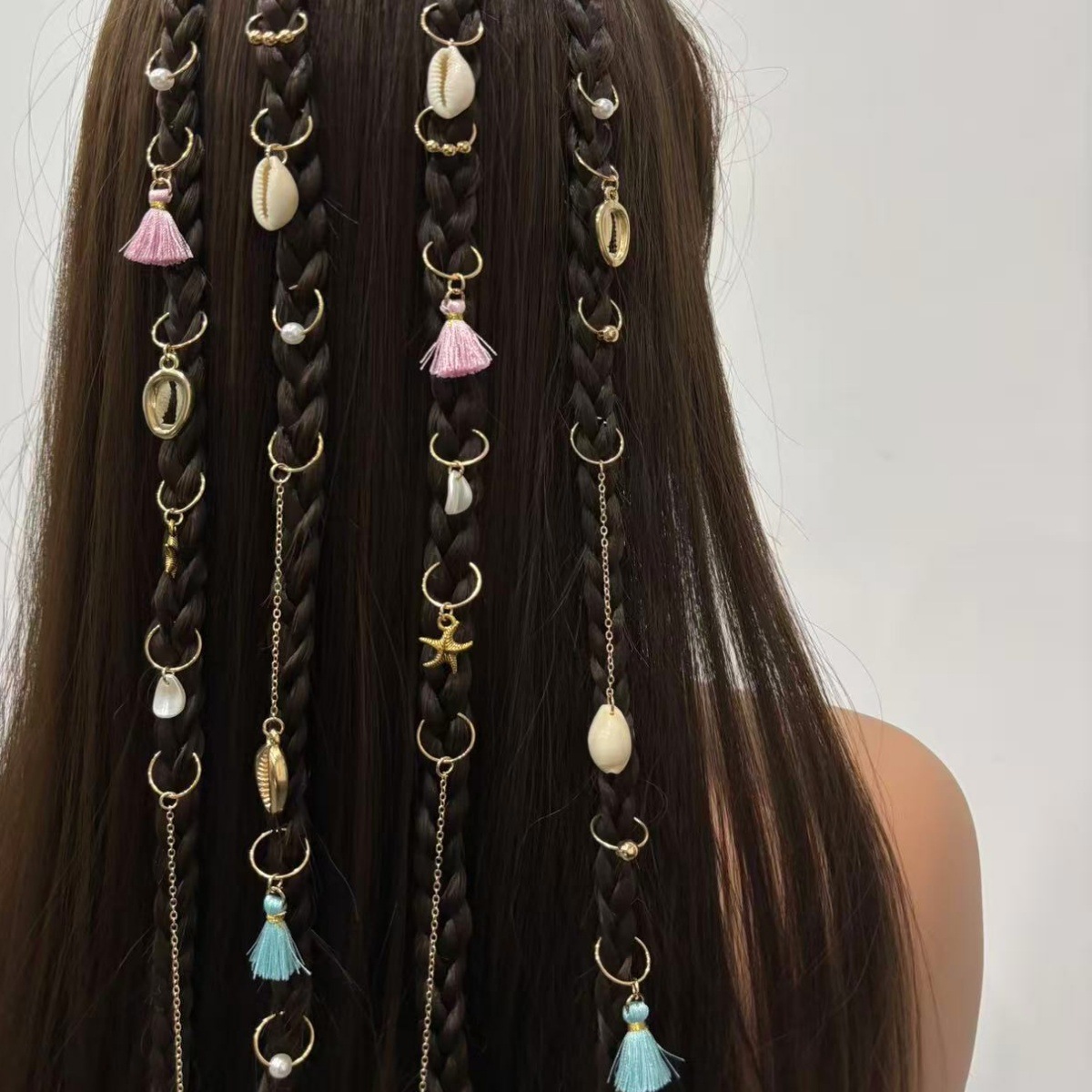Cadena anillo para el cabello colgante acrílico estilo caliente transfronterizo personalidad anillo para el cabello trenzado trenzado sucio anillo para el cabello con hebilla combinación de accesorios para el cabello de mariposa