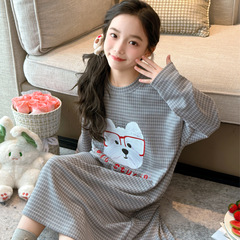 女童睡裙秋冬德绒儿童睡衣家居服春秋女孩长袖睡袍中大童冬季新款