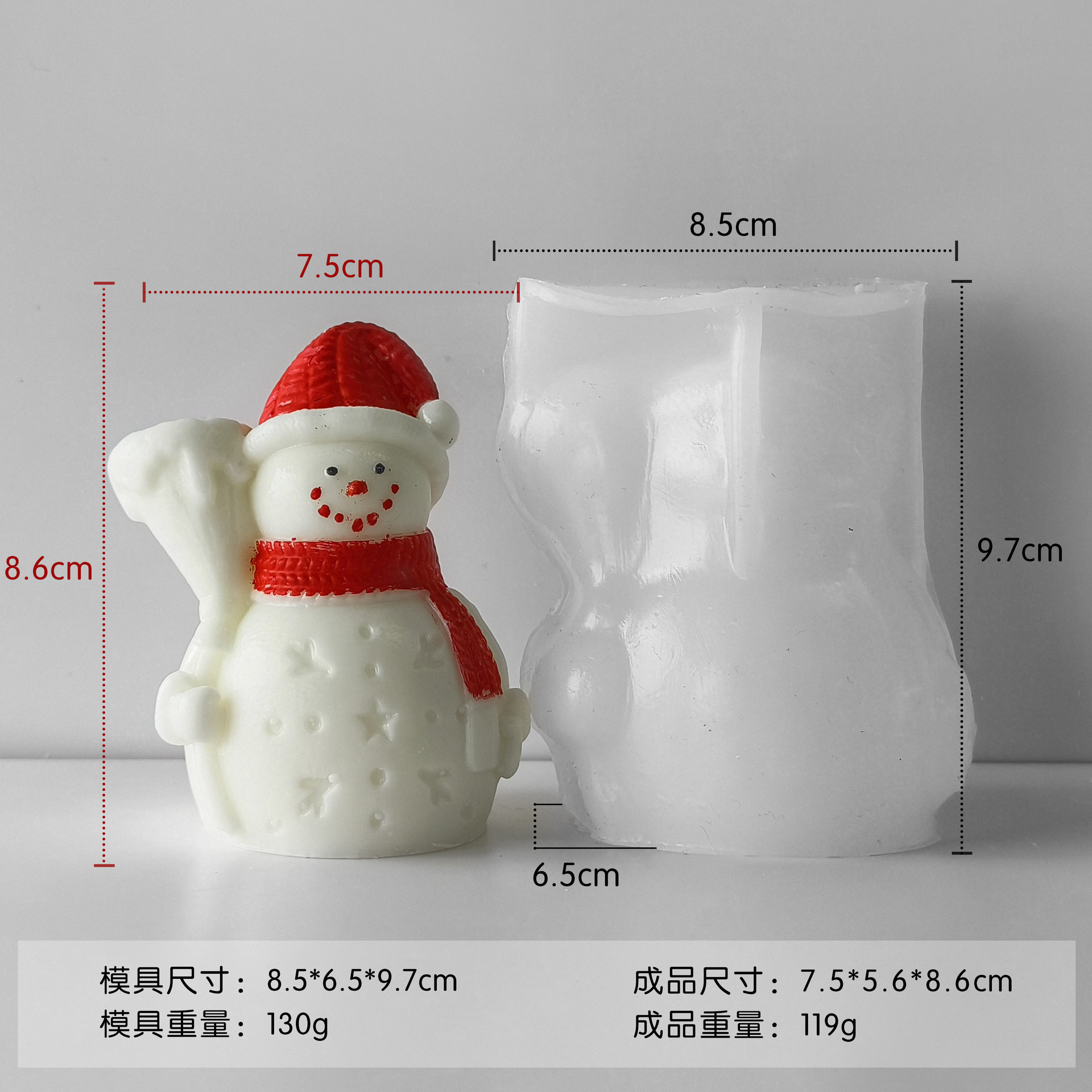 Jiahuimei Santa Claus aromaterapia vela molde de silicona DIY árbol Navidad decoración herramienta abrasiva