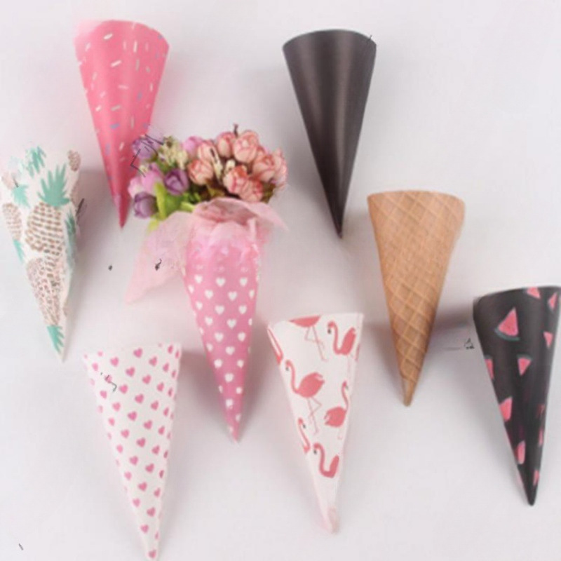 甜筒纸 冰激凌花束纸 迷你鲜花干花包装卷筒纸包装材料花店用