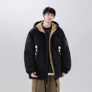 Cross-border foreign trade 2023 fashion new thickened hooded luminous letter down jacket youth white duck down warm jacket