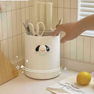 Kitchen Rotating Knife Holder Storage Rack Countertop Multi-Functional Chopstick Barrel Knife Integrated Storage Box Household Kitchen Knife Rack