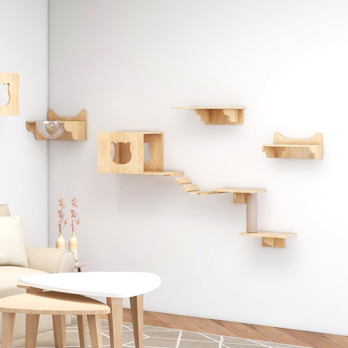 Mengzhu solid wood cat climbing frame wall DIY cat wall frame combination cat scratching post cat jumping platform cat rack space capsule cat nest