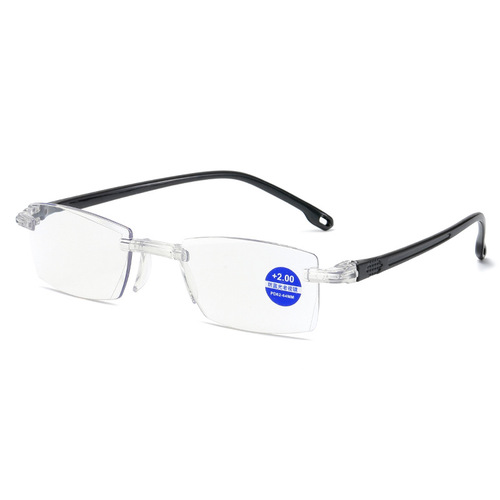 Frameless diamond edge-cut reading glasses factory direct sales men and women same style street stall wholesale high-definition anti-blue light reading glasses