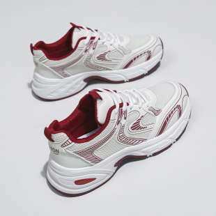 2024 New Autum Mesh Breathable Thick-Soled Heightening Dad Shoes for Women, Fashionable Casual Sports Running Laces