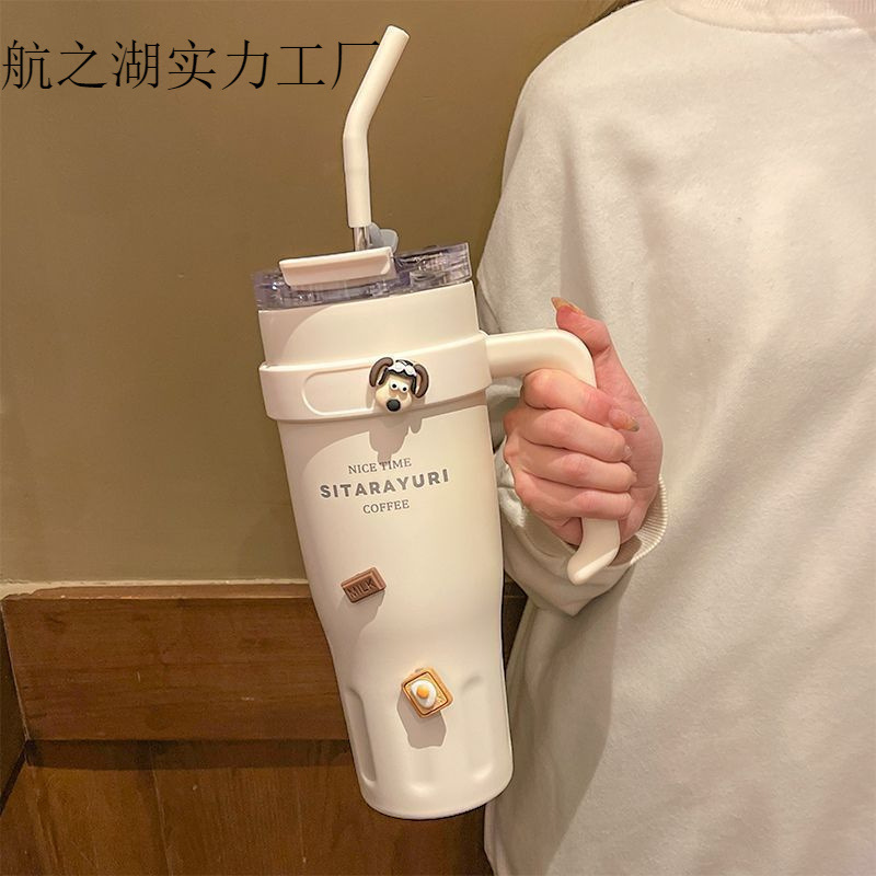 2024 新しいウォーターカップ魔法瓶カップ大容量ストローステンレス鋼女性のポータブルアイスバーカップイン高価値|undefined