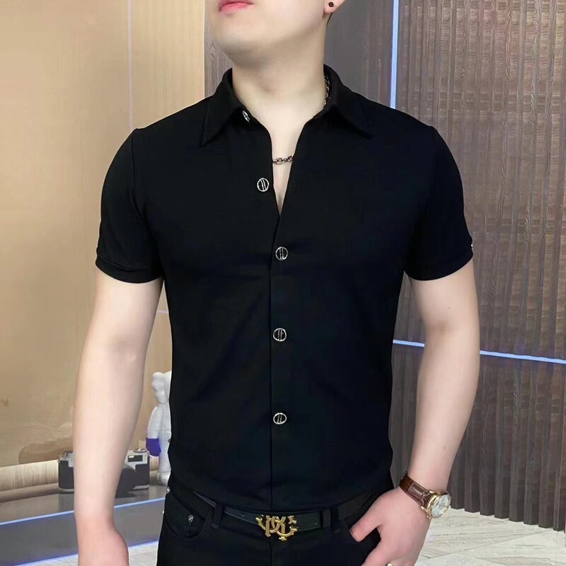 立襟氷糸半袖tシャツ男性青年潮牌半ファスナーが冷えています。|undefined