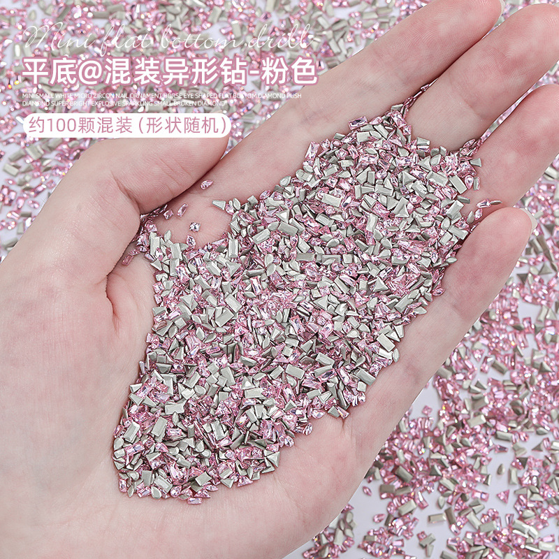 Nail circón invertida borde plano diamante Super Flash joyería de uñas blanco transparente Mini tamaño pequeño circón flash decoración de uñas